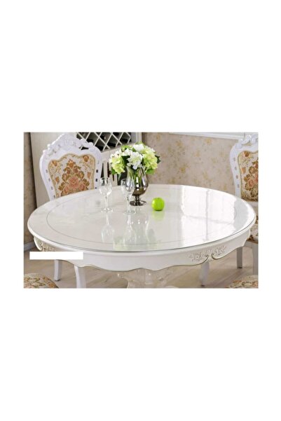 ERKSOLHOME Şeffaf 2,2 Mm Es 95 Cm Yuvarlak Kalın Pvc Kaymaz Masa Örtüsü Koruyucu