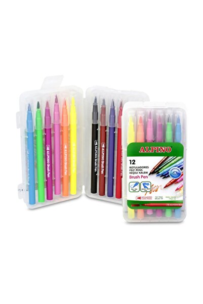 Alpıno Alpino Fırça Uçlu Keçeli Kalem 12 Renk