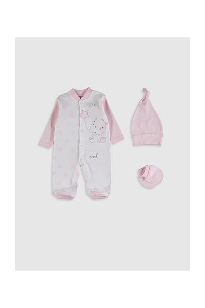Bebibebek Baby Girl Teddy Bear Jumpsuit Specially Designed in Popcorn Box