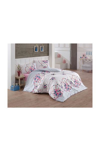 Kristal By Taç Crown Crystal Ranforce Double Duvet Cover Set - Fulya Blue