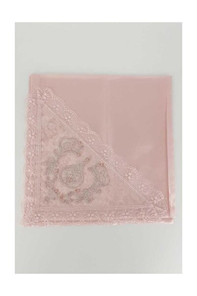 Palet Çeyiz Fransız Bohça Kenarı Işlemeli Desenli Pudra Pembe Std