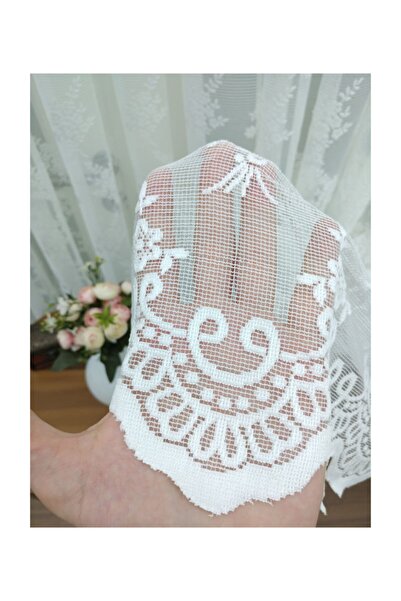 Esse Home Ekru Desenli Örme Perde, 100x260, Seyrek Pile, 1/2