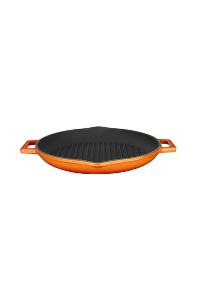 Lava Cast Iron Round Grill Pan with Metal Handles. Diameter(Ø)30Cm