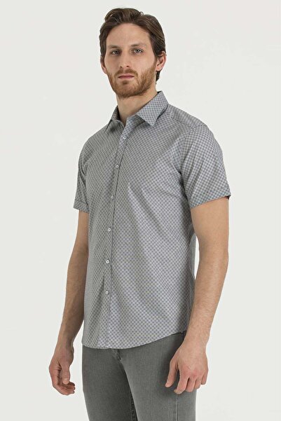 Hatemoğlu Класична сорочка з коротким рукавом та сірим візерунком