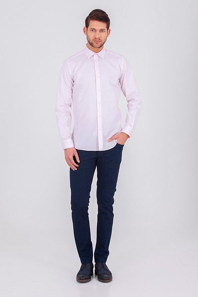 Hatemoğlu Ροζ Slim Fit Απλό 100% βαμβακερό μακρυμάνικο πουκάμισο Oxford