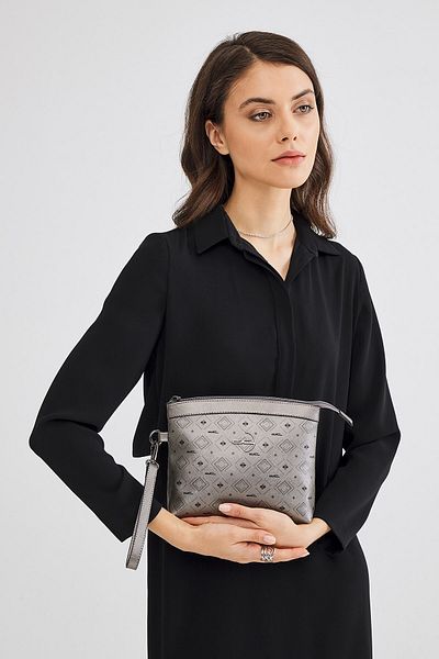 Deri Company Сребърна дамска чанта тип клъч (4010G)