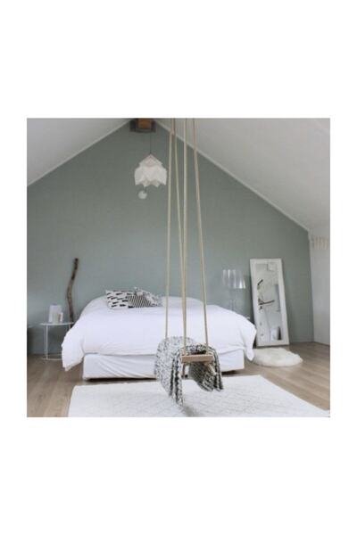 AhşapSepeti Doğal Ahşap Salıncak Ev Bahçe Halatlı Salıncak Büyük Boy