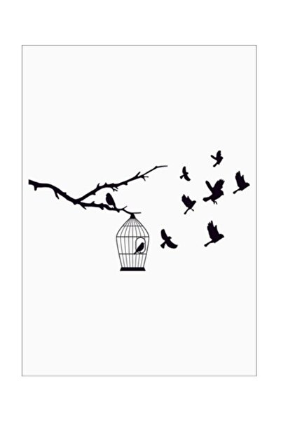 Sticker Sepetim Özgürlüge Uçan Kuşlar Duvar Sticker