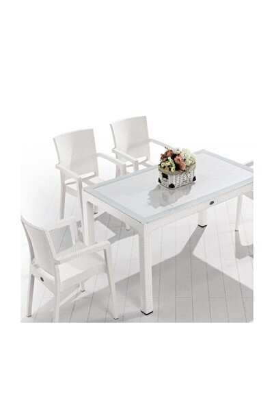 Novussi Liverno Beyaz 6'lı Bahçe Oturma Grubu