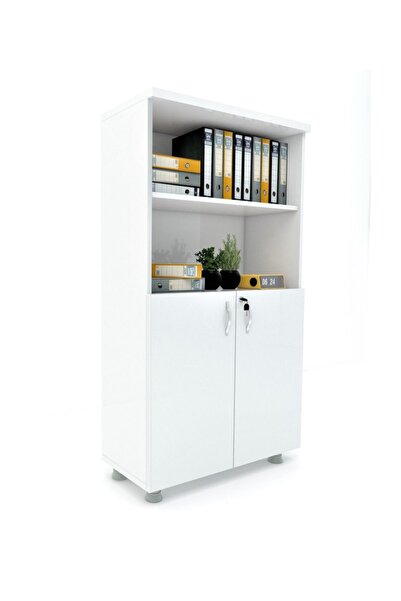 ELİZZA Modüler Dünyası Yarım Kapaklı Kitaplık Dosya Dolabı Beyaz - 80x38x153