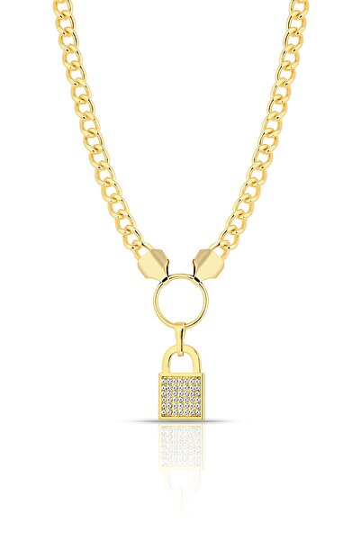 Forentina Altın Kaplama Kilit Modeli Kolye Ps1243