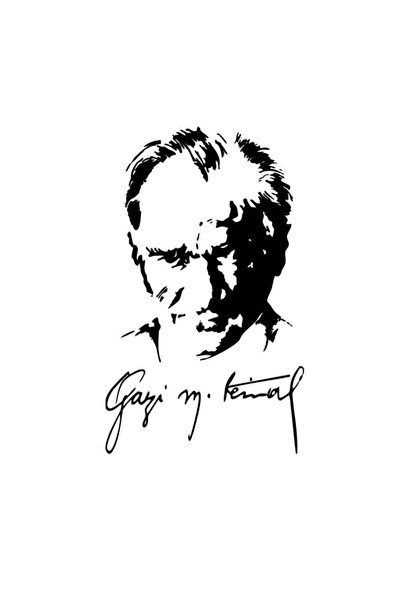 Gazi M.kemal Portre Sticker, Oto Sticker, Atam Portre, Atatürk Imza Sticker,