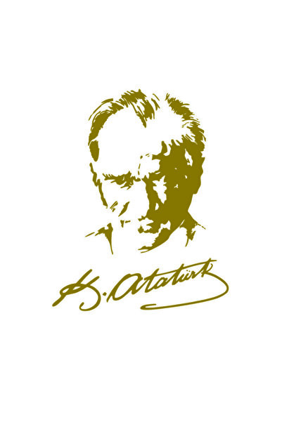 K. Atatürk Portre Sticker, Atatürk Imza Sticker,oto Sticker, 13x15cm, Atatürk Portre Imza Sticker,