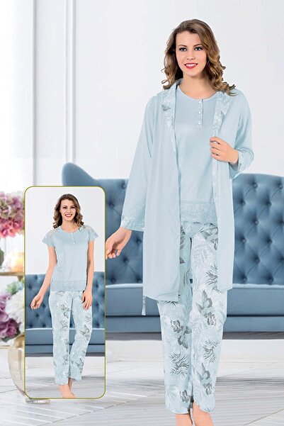 ALİMER Kadın 3'lü Çeyizlik Pijama Takımı