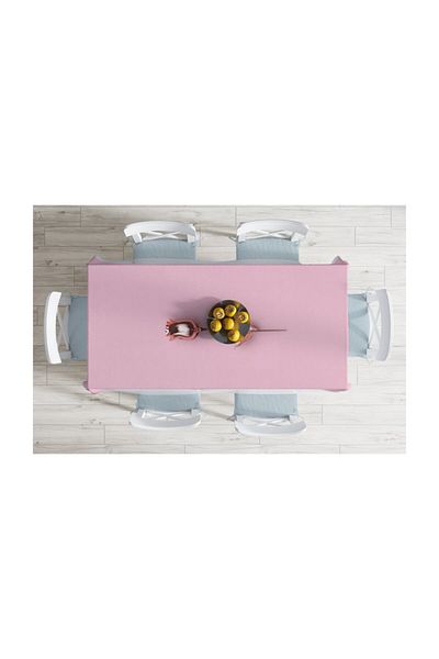 Realhomes Față de masă, rezistentă la pete, imprimată 3D, trandafir auriu, cu podea roz-140x260 cm