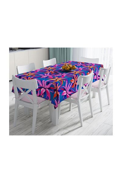 Realhomes Frunze cu fundal albastru design special fata de masa rezistenta la pete-140x220 cm