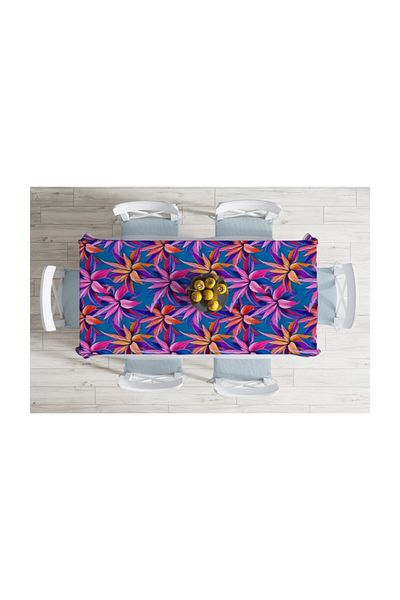 Realhomes Frunze cu fundal albastru design special fata de masa rezistenta la pete-140x220 cm