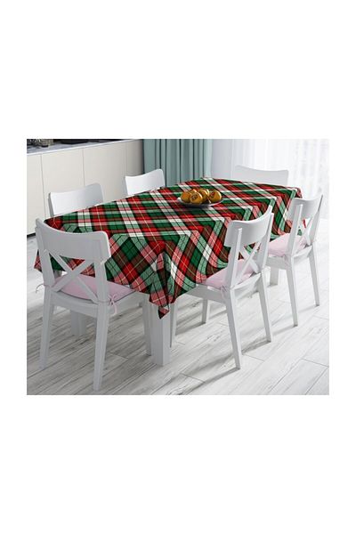 Realhomes Față de masă decorativă rezistentă la pete cu modele în carouri, verde, roșu, alb-140x260 cm