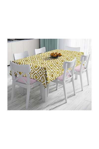 Realhomes Fata de masa moderna rezistenta la pete cu detalii aurii in forma geometrica-120x140 Cm