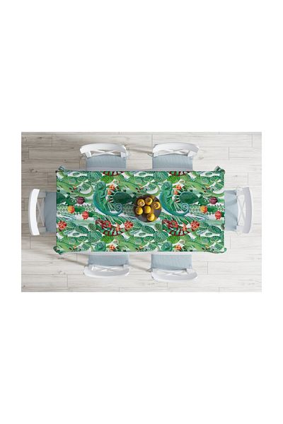 Realhomes Fata de masa rezistenta la pete cu imprimare digitala cu design tropical forestier-140x260 Cm