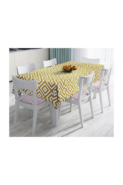 Realhomes Fata de masa rezistenta la pete cu modele geometrice de culoare aurie-120x140 cm
