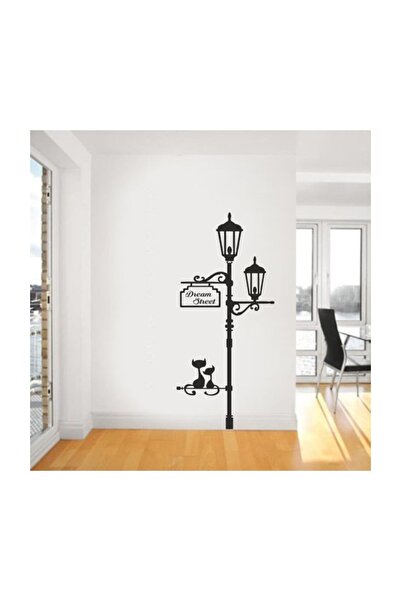 Sticker Sepetim Sokak Lambası Oturan Kediler Dream Street