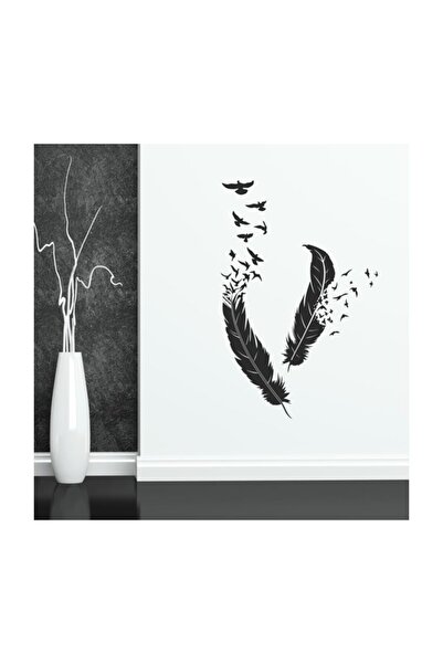 Sticker Sepetim Kuş Tüyler Duvar Sticker