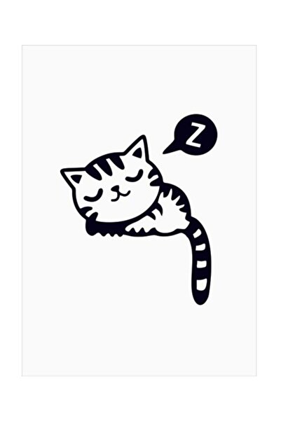 Sticker Sepetim Sevimli Uyuyan Kedi Dekoratif Çok Amaçlı Priz Duvar Sticker