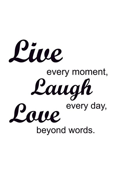 Sticker Sepetim Yaşa Gül Sev Yazı İngilizce Dekoratif Duvar Sticker