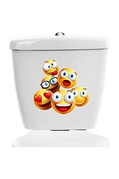 Sticker Sepetim Şirin Emojiler Dekoratif Banyo Klozet Çok Amaçlı Sticker