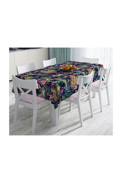 Realhomes Față de masă modernă rezistentă la pete cu podea albastru închis Amazon Woods - 140 X 180 Cm