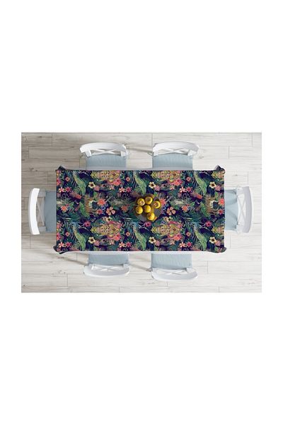 Realhomes Față de masă modernă rezistentă la pete cu podea albastru închis Amazon Woods - 140 X 180 Cm