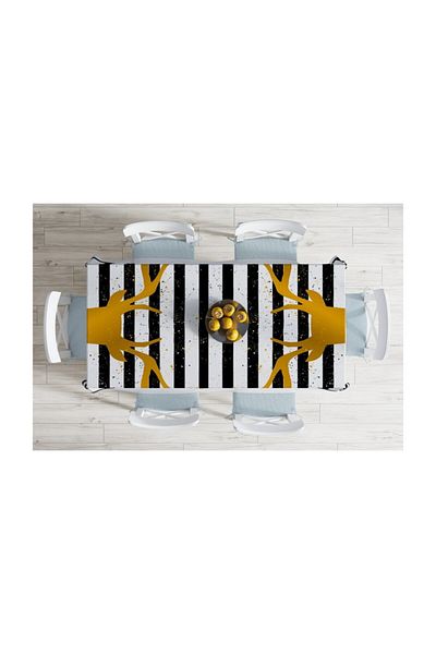 Realhomes Fata de Masa Moderna cu Motiv Cerb Auriu-140x220 cm