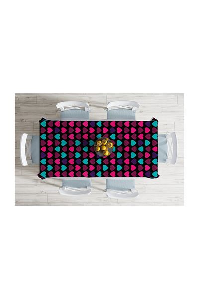 Realhomes Față de masă decorativă rezistentă la pete, podea neagră cu inimioare, design special-120x140 Cm