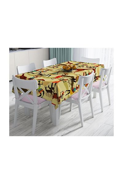 Realhomes Față de masă rezistentă la pete cu modele etnice africane-120x140 Cm