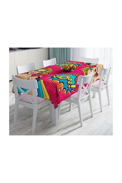 Realhomes Fata de masa decorativa rezistenta la pete roz Pop Art Wow-140x220 Cm