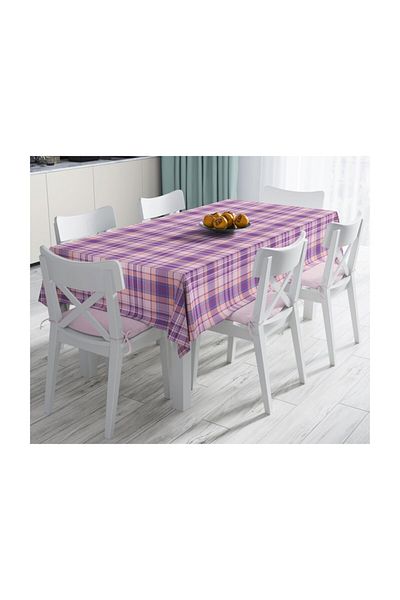 Realhomes Fata de masa decorativa rezistenta la pete cu model in carouri liliac-120x140 Cm