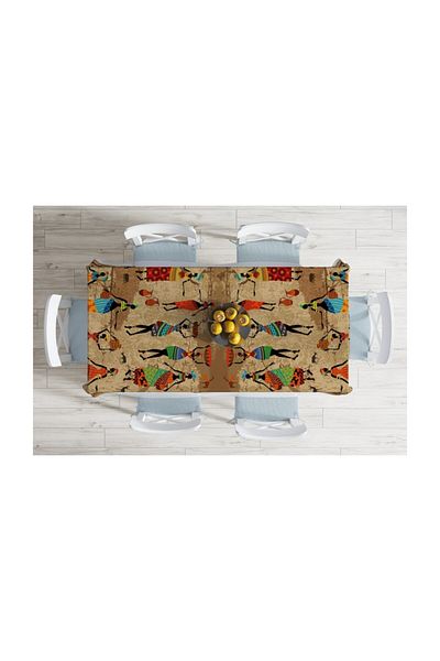 Realhomes Față de masă modernă, rezistentă la pete, imprimată digital cu model etnic african-140x220 cm