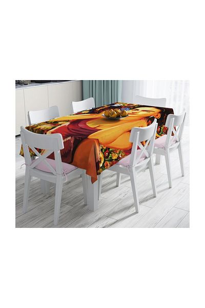 Realhomes Față de masă Happiness Flowers, cu design vintage, imprimată digitală, rezistentă la pete-120x140 cm