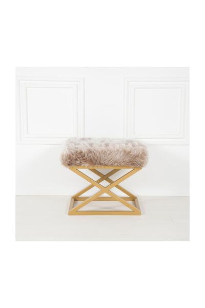 evodeko Altın Çapraz Ayaklı Peluş Puf