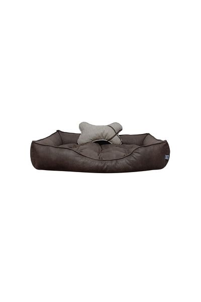 Patili Evler Brown Large Breed Dog Bed - Bone Padded - Xxx L
