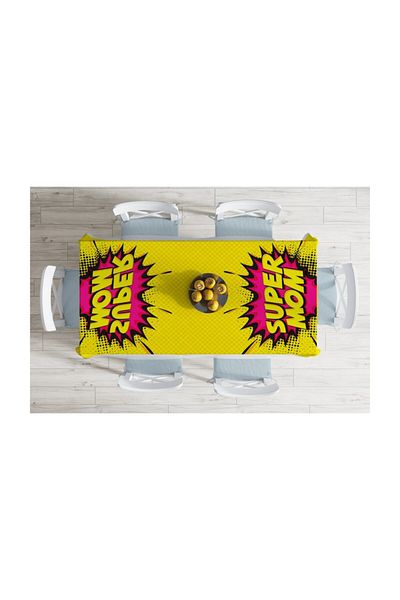 Realhomes Față de masă cu imprimare digitală cu design special Super Mom - 140 X 180 cm