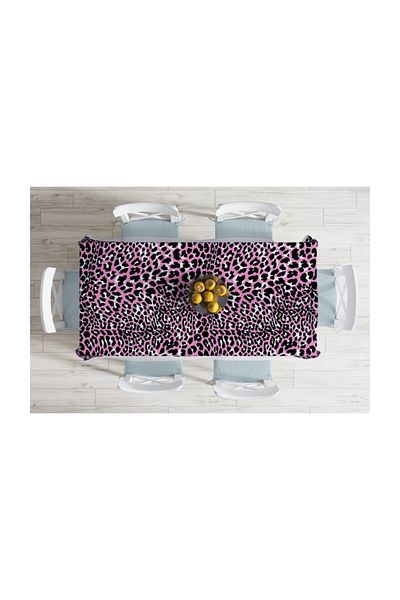 Realhomes Față de masă modernă rezistentă la pete cu model leopard de culoare roz - 140 X 180 cm