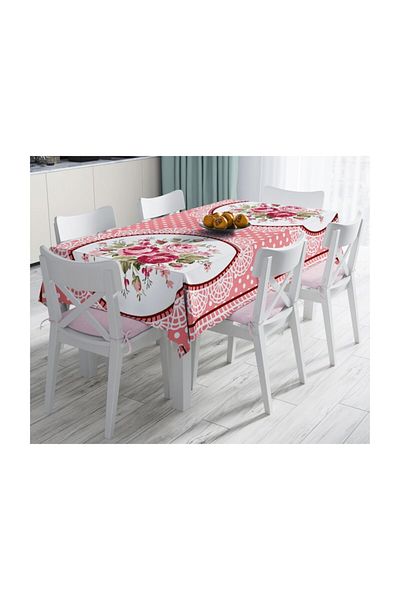 Realhomes Față de masă cu imprimare digitală cu design special, rezistentă la pete - 140 X 180 Cm