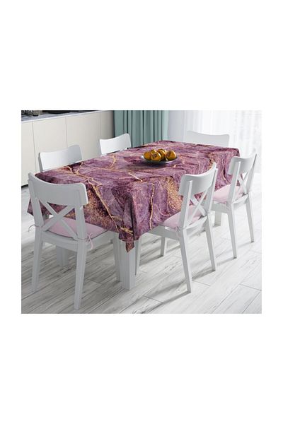 Realhomes Față de masă rezistentă la pete cu imprimare digitală cu model de marmură aurie-120x140 cm
