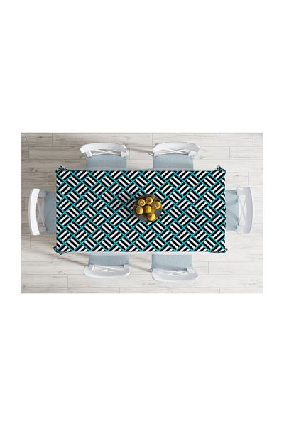 Realhomes Față de masă decorativă rezistentă la pete cu dungi albastre-120x140 cm