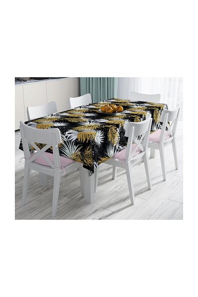 Realhomes Frunze de palmier pe podea neagră Design special Față de masă rezistentă la pete-140x220 cm