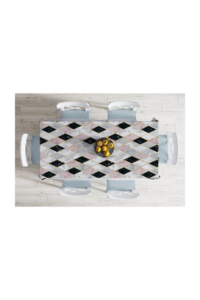 Realhomes Față de masă rezistentă la pete cu model de diamante cu podea de marmură-140x260 cm