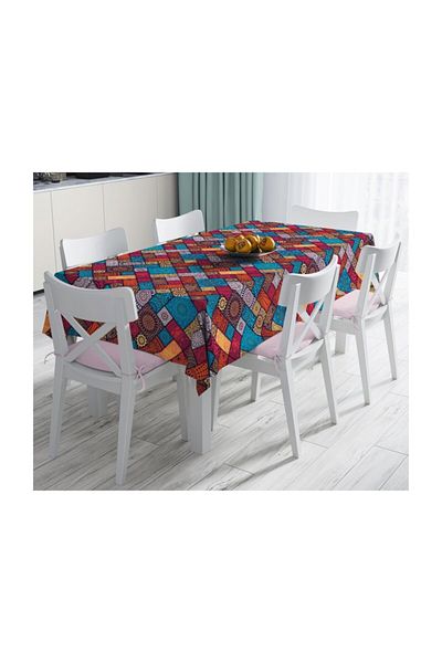 Realhomes Față de masă rezistentă la pete cu modele geometrice etnice - 140 X 180 cm
