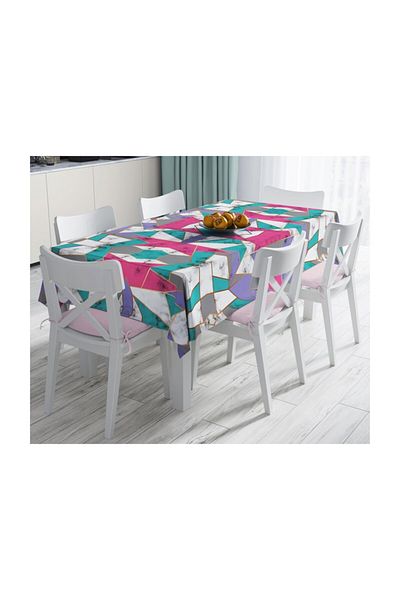 Realhomes Fata de Masa Moderna Rezistenta la Pete Imprimata Marmura In Forma Geometrica - 140 X 180 cm